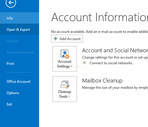 Add Account Outlook 2013