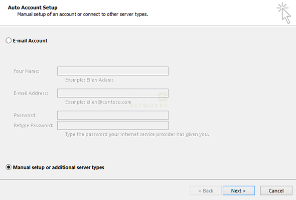 Manual Setup of Outlook 2013